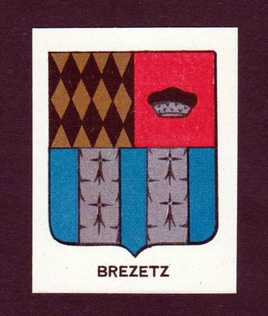 ca. 1880 Brezetz Wappen Adel coat of arms heraldry Lithographie antique print