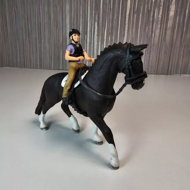 Schleich Frisian Stallion And Rider Set Dressage Retired - FREE SHIPPING