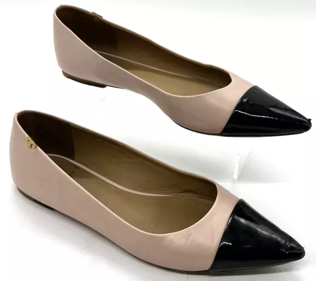 Tory Burch Penelope Cap Toe Flats Light Pink/Black - Women's Size 8.5 M