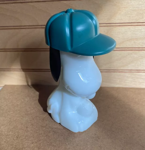 Vintage Avon Milk Glass Bottle Snoopy w/Baseball Cap 1969 After Shave Empty