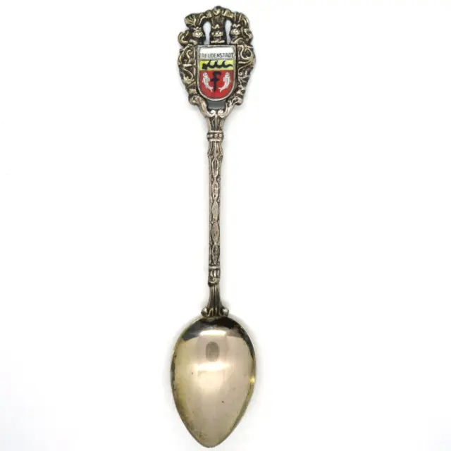 Andenkenlöffel 800er Silber FREUDENSTADT Wappen emailliert Silver Souvenir Spoon