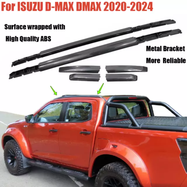 Roof Rail Racks Fits for ISUZU D-MAX DMAX 2020-2024 Side Rail Bar Aluminum 2PCS