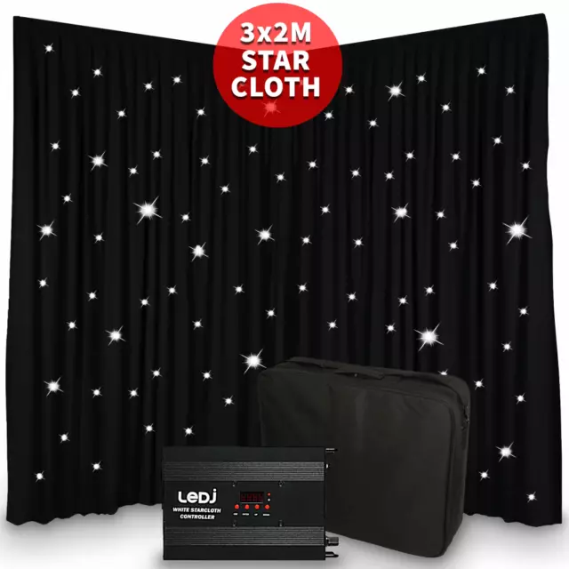 LEDJ Star Cloth Drape Lighting 3m x 2m Canopy Backdrop White LED Starcloth Stage