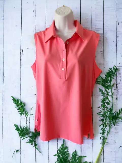 PUMA WOMEN'S TOP Sleeveless Golf Tennis Polo Shirt Pink Activewear Size ...