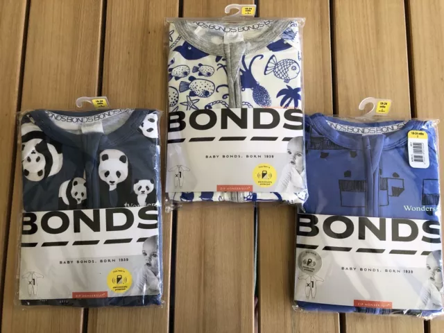 Bonds Size 2 Bundle Zip Suits Trucks, Panda, Sea Older Prints Free Postage