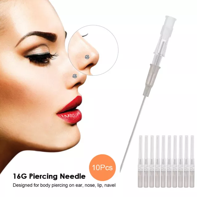 10pcs Piercing Needles - Stainless Steel Sterile Body / Ear Piercing Sizes:16G