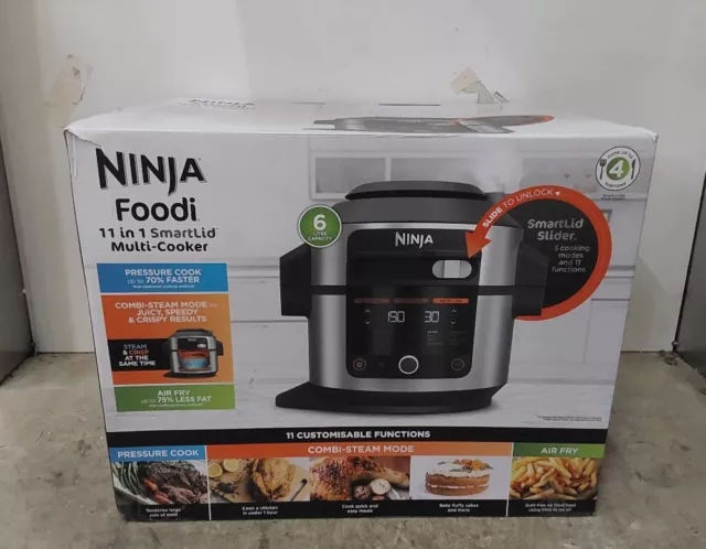 New Ninja Foodi 11-in-1 SmartLid Multi Cooker 6L OL550UK air fryer pressure