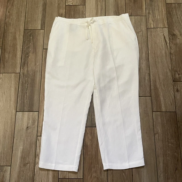 Cubavera Linen Blend Beach Pants Mens  XXL Drawstring Elastic Waist 42x29 EUC