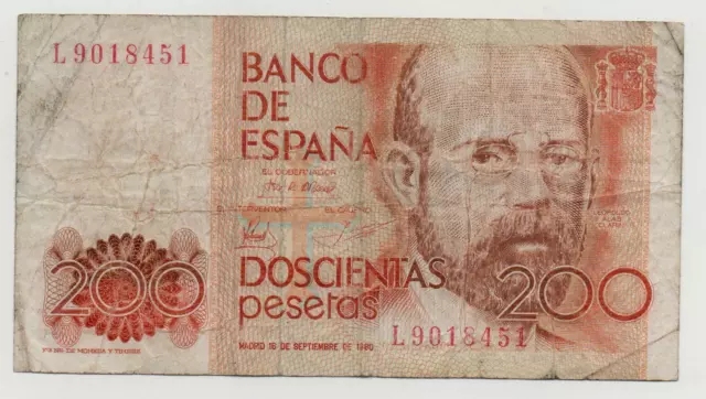 Spain 200 Pesetas 1980 Pick 156 Look Scans