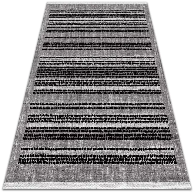 Outdoor Vinyl Large Rug Mat Carpet For Balcony Terrace Black stripes 120x180