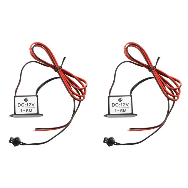 2X Cable DC 12V Alambre EL Neongling Tira Luz Controlador Unidad Invertida W1J3