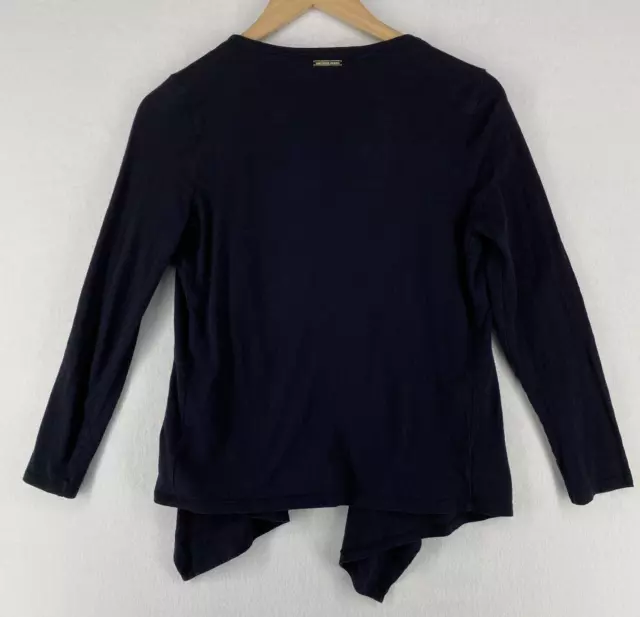 MICHAEL KORS Cardigan Womens S Cotton Jersey Draped Open Front Long Sleeve Blue 3
