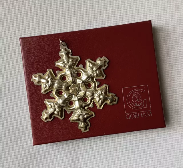 VTG Gorham Sterling Silver Gold Filled Snowflake Christmas Tree Ornament In Box