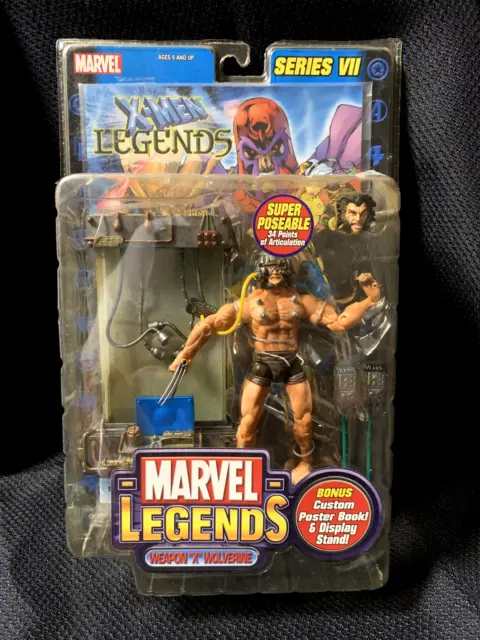 2004 Marvel Legends Series VII Weapon X Wolverine w/ Poster Book & Stand NSIB+++