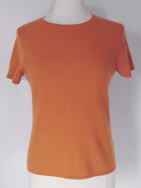 Classiques Entier Womens Medium Muted Orange 100% Cashmere Short Sleeve Sweater