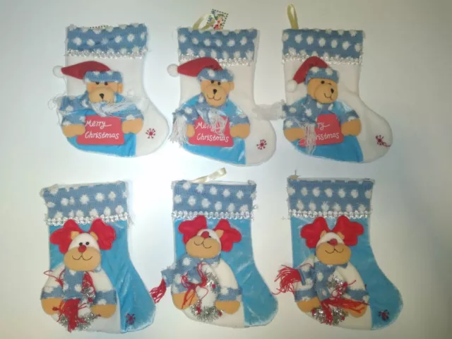 Lotto stock 6 calza befana nuove in panno lenci con peluche renna orso art. 1403