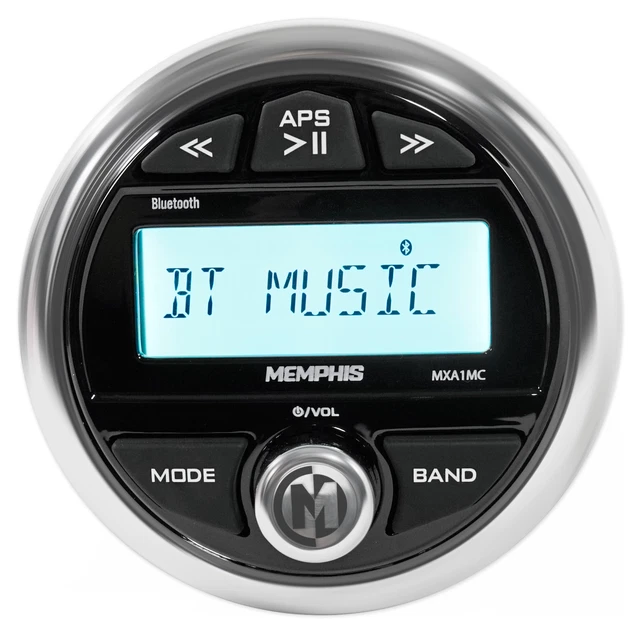 Memphis Audio MXA1MC Marine Gauge Digital Media Bluetooth Receiver Boat/ATV/UTV