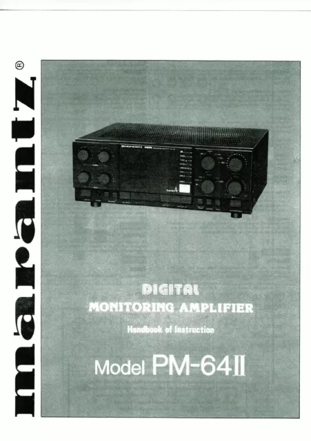 Marantz user manual Bedienungsanleitung für model PM- 64 II english Copy