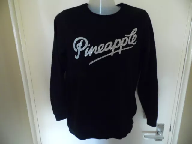 Girls Black & Grey Round Neck, Long Sleeve Pineapple Top Size 9-10 Years