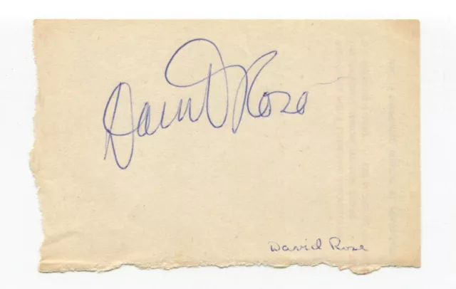 David Rose Signed Page Cut Autographed Bandleader Music Songwriter For Bonanza