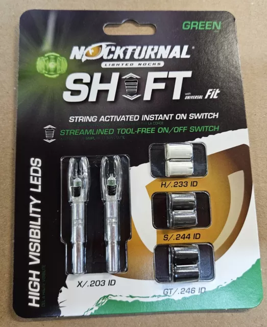 Nockturnal Shift Nock - Universal - Green Lighted - 2pk