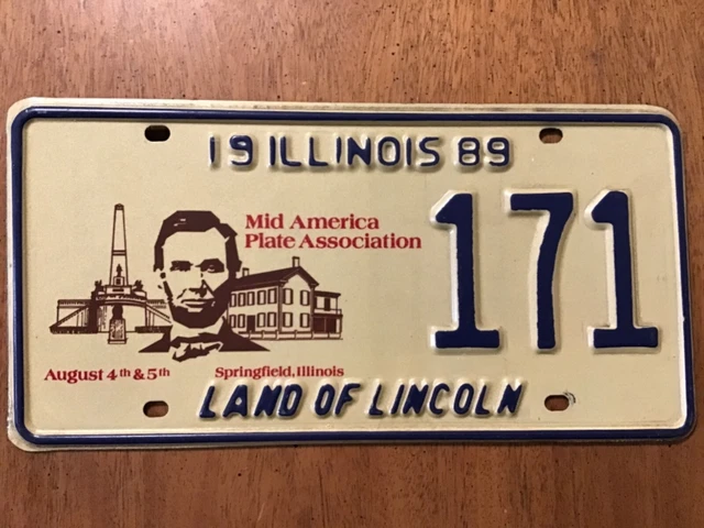 1989 Illinois Special Event Mid America Plate Association License Plate Lincoln