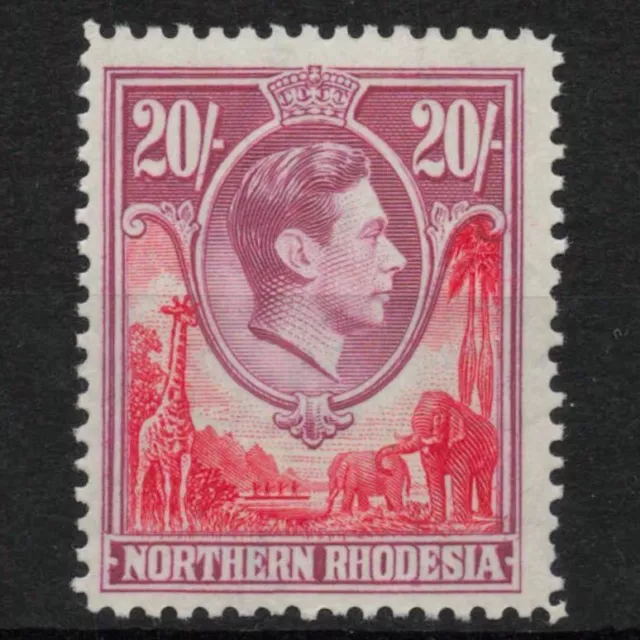 NORTHERN RHODESIA 1938-1952 SG45 KGVI Definitive 20/- carmine-red & rose MINT MH