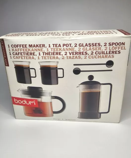 Bodum Good Morning Set  1x French Press 1x Tea Pot 2x Glasses 2x Spoons Coffee