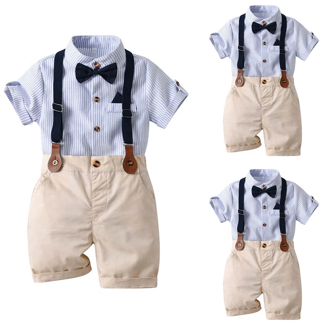 2tlg Baby Jungen Gentleman Outfits Kurzarm Tops+Shorts Anzug Sommer Party Anzüge