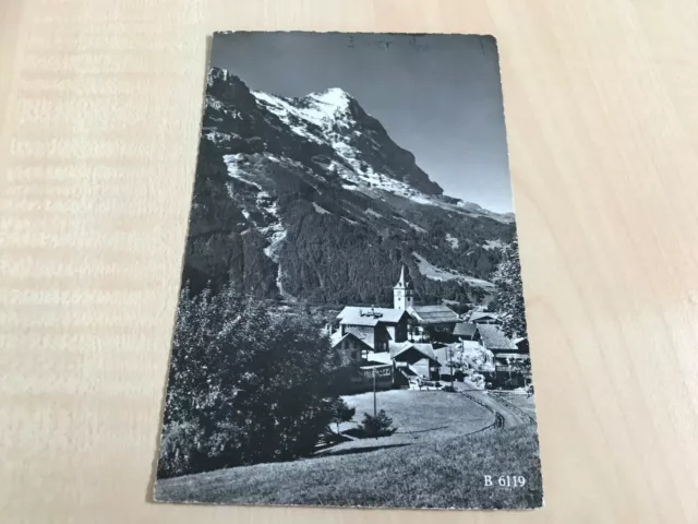 AK Schweiz GRINDELWALD, Dorfpartie mit Kirche und Eiger, 1962