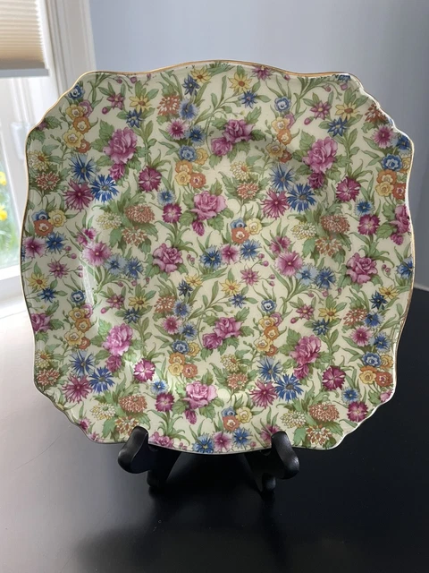 Vintage Royal Winton Grimwades Kew Chintz 7 7/8" square plate