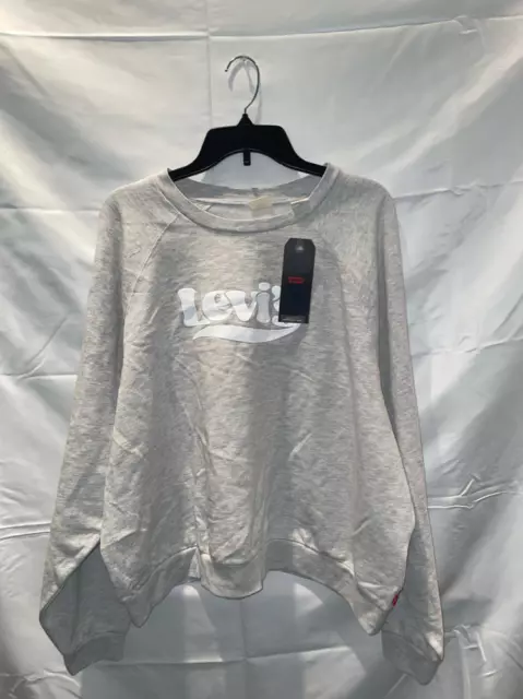 MSRP $50 Levis Womens Trendy Plus Size Logo Crewneck Sweatshirt Gray Size 1X