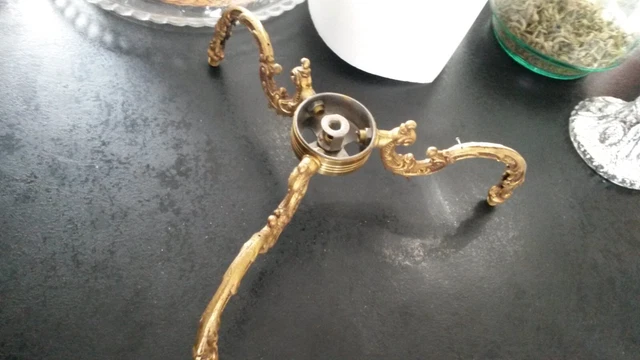 Ancienne Suspension A 3 Branches En Bronze Dore Ab
