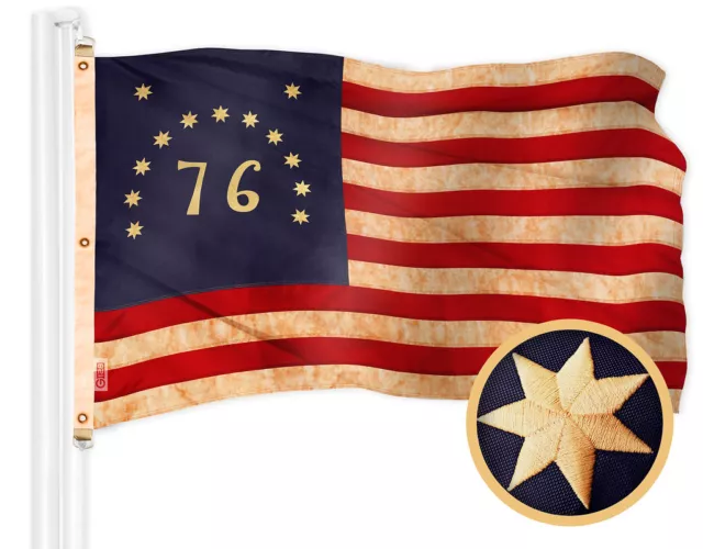 G128 Bennington Tea-Stained Flag 6x10 Ft Embroidered 420D Polyester