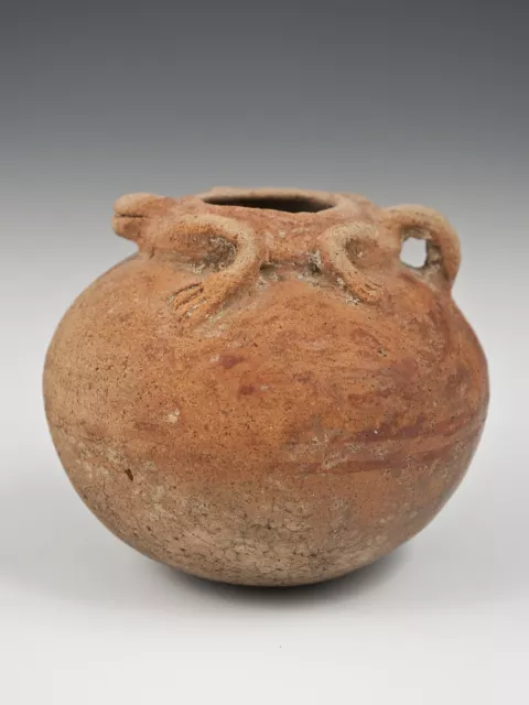 Small Narino Pre-Columbian Pot with Frog or Lizard Motif, Ecuador