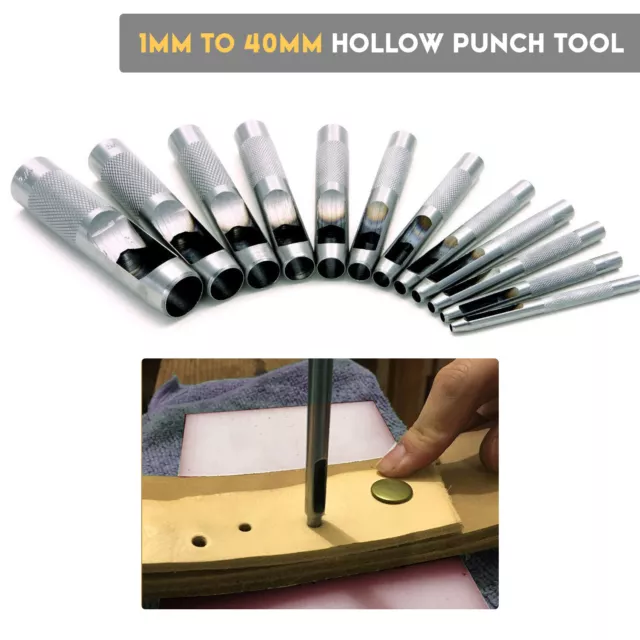 HEAVY DUTY HOLLOW PUNCH TOOL FOR LEATHER PLASTIC WOOD BELT HOLE PUNCH 1mm - 40mm