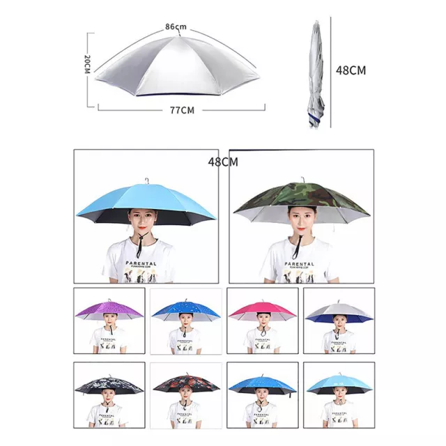 Portable Rain Umbrella Hat Foldable Outdoor Sun Shade Waterproof Camping Fishing 3