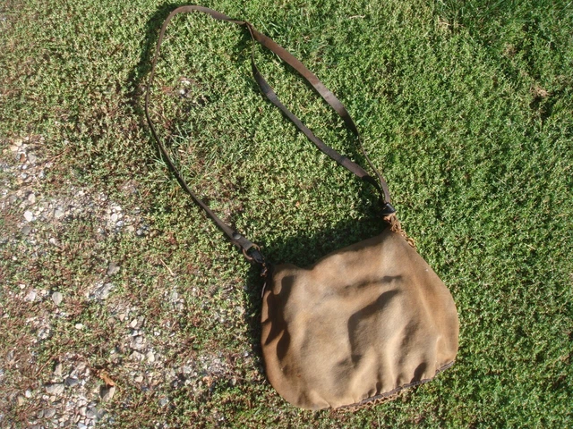 Vieille Musette De Pêcheur En Toile Plastifiée D'époque, Sacoche Vintage