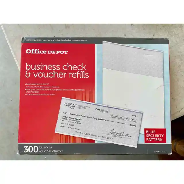 Office Depot Brand Standard Blue Business Check Voucher Refills