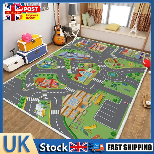 Kids Cartoon Carpet Rectangular Crawling Rug for Playroom Bedroom (60*90cm A) Ho