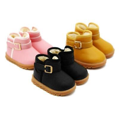 Kids Fur Lined Snow Boots Boys Girls Toddler Waterproof Warm Winter Shoes Size