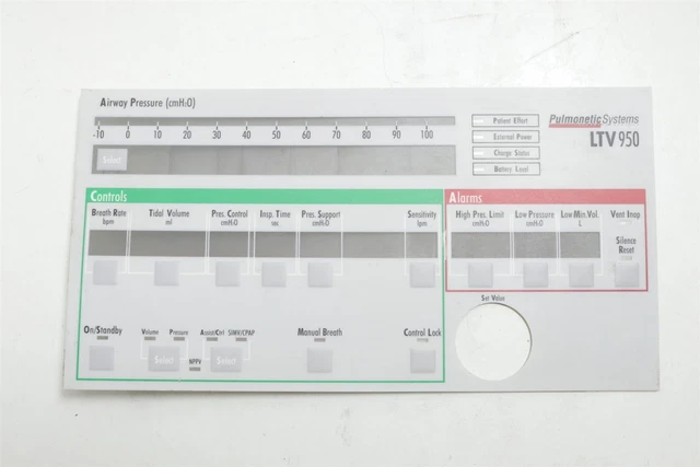 Pulmonetic Systems Air Pressure Ventilator LTV 950 Display Front Panel
