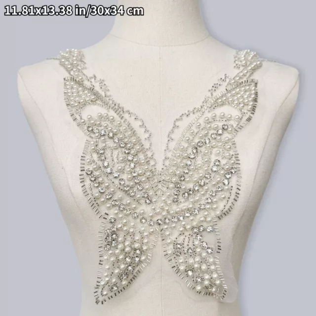 Schmetterling Bestickt Perlen Applikation Strass Spitze Patch Nähen DIY Hochzeit