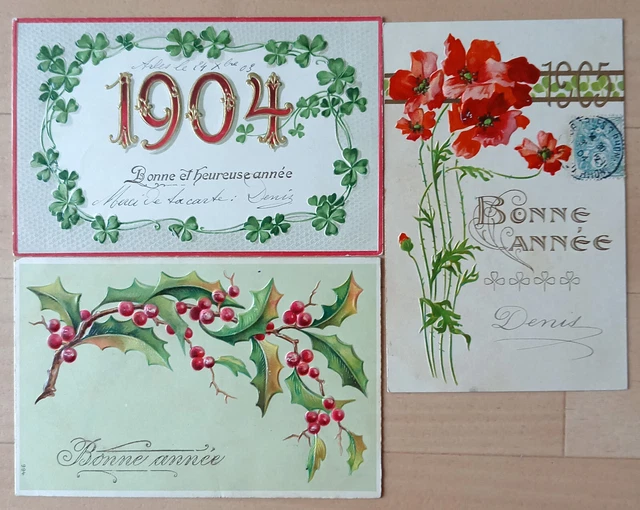 Carte Postale Ancienne – Bonne Année – Fantaisie – Ancre Marine & Parchemin – CPA Gaufrée – 1900