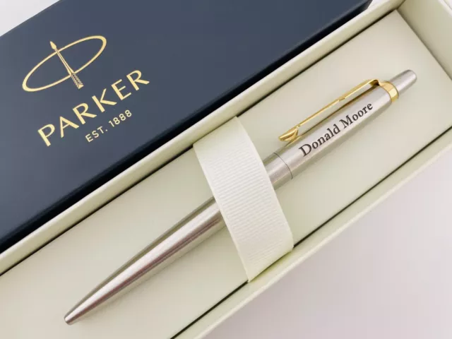 Gold Trim Parker Personalized Jotter Ballpoint Pen Blue Ink Anniversary Gift 2