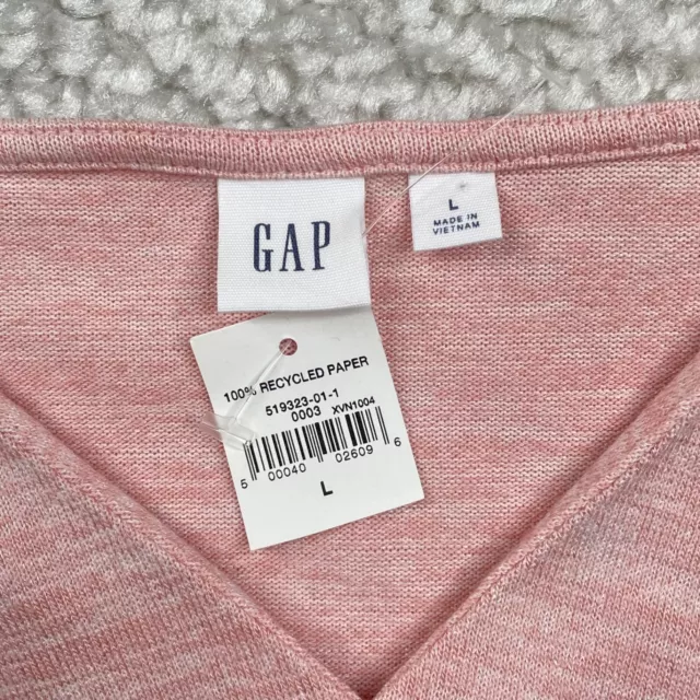 Gap Long Sleeve Softspun Wrap Front Top Heathered Pink Womens Large NEW 3