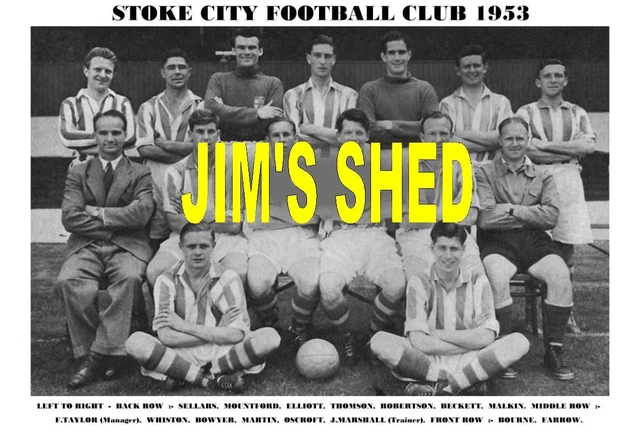 Stoke City F.c.team Druck 1953 (Oscroft / Bourne / Thomson / Verkaufer)