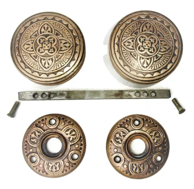 Antique Vintage Eastlake Victorian Ornate Door Knobs Escutcheon Rosette Plates