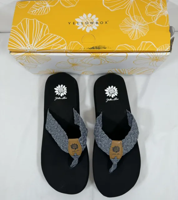 Yellow Box Soleil Blue Sandals Flip Flops Women Size 9.5