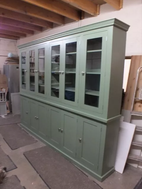 Buckingham Painted Large Glazed 6 Door Library Unit, F&B calke green, HAND MADE 2